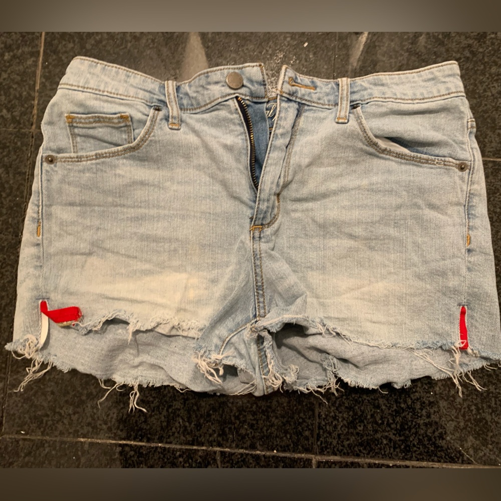 Distressed jean shorts